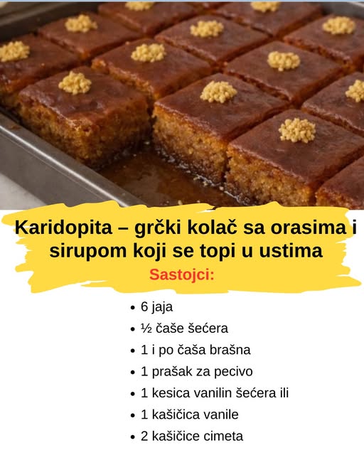 Si Rupom Karidopita – grčki kolač sa orasima i sirupom koji se topi u ustima